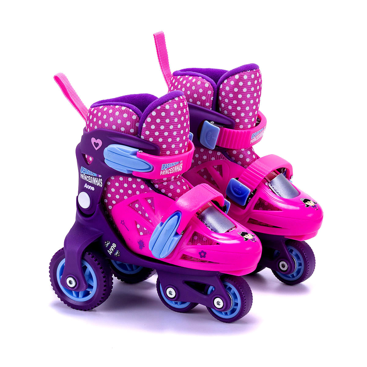 Miniatura Kit Patins Infantil 27 ao 30 - Princesinha Anne - Unik Toys 7898948586730 - Roxo com rosa - Patins - Unik toys - Ajustável do 27 ao 30