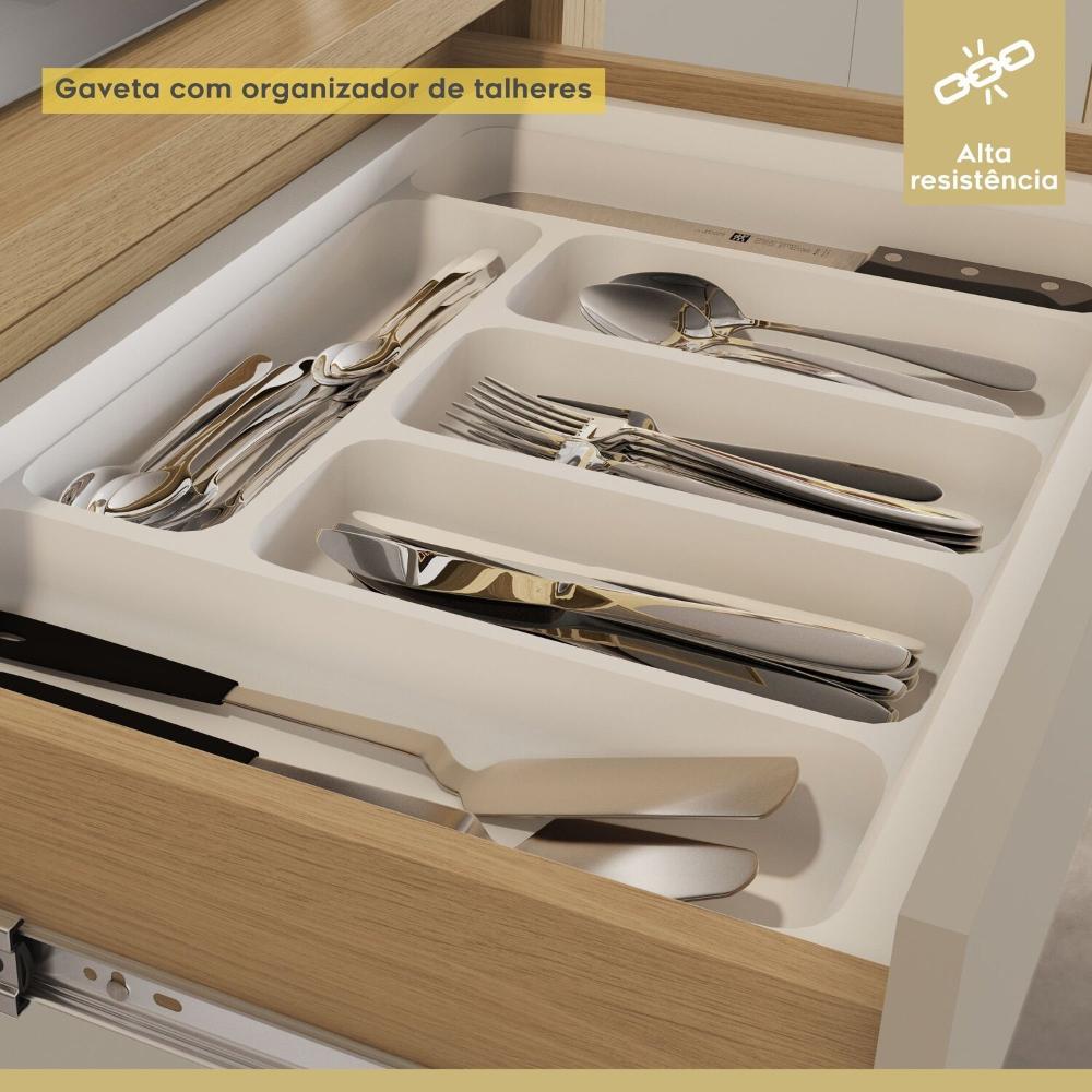 Cozinha Completa 6 Peças 12 Portas 2 Gavetas Condessa 350cm 100% MDF Carvalho/Greige