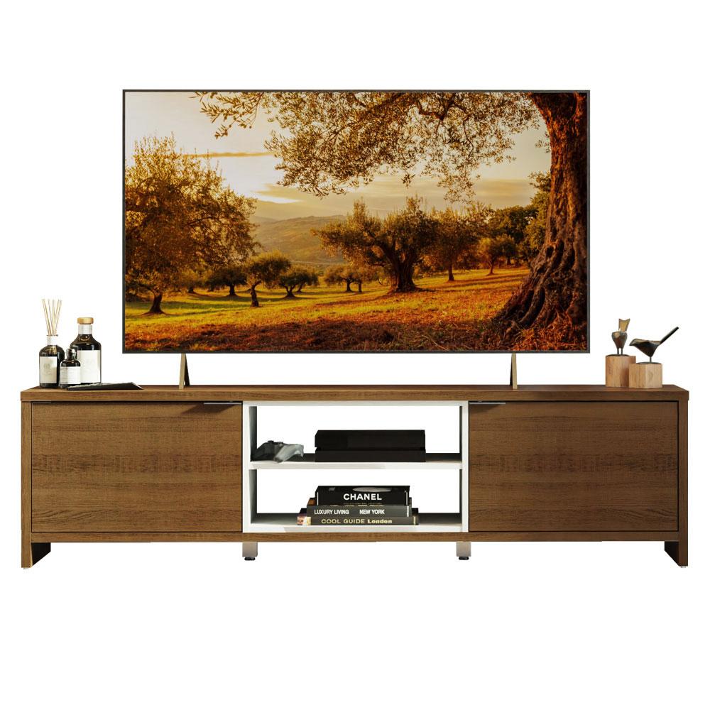 Miniatura Rack para TV até 75 Polegadas 180 cm 2 Portas Rustic/Branco Metz Madesa Rustic