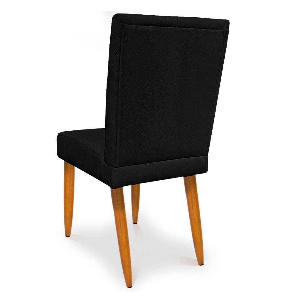 Kit 2 Cadeiras De Jantar Acapulco Suede Preto Pés Palito Castanho - Pallazio
