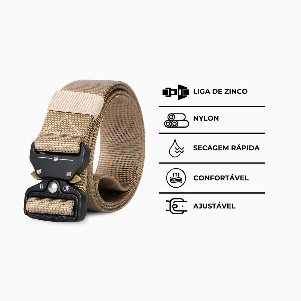 Cinto Tático Militar Com Fivela De Metal - Bege