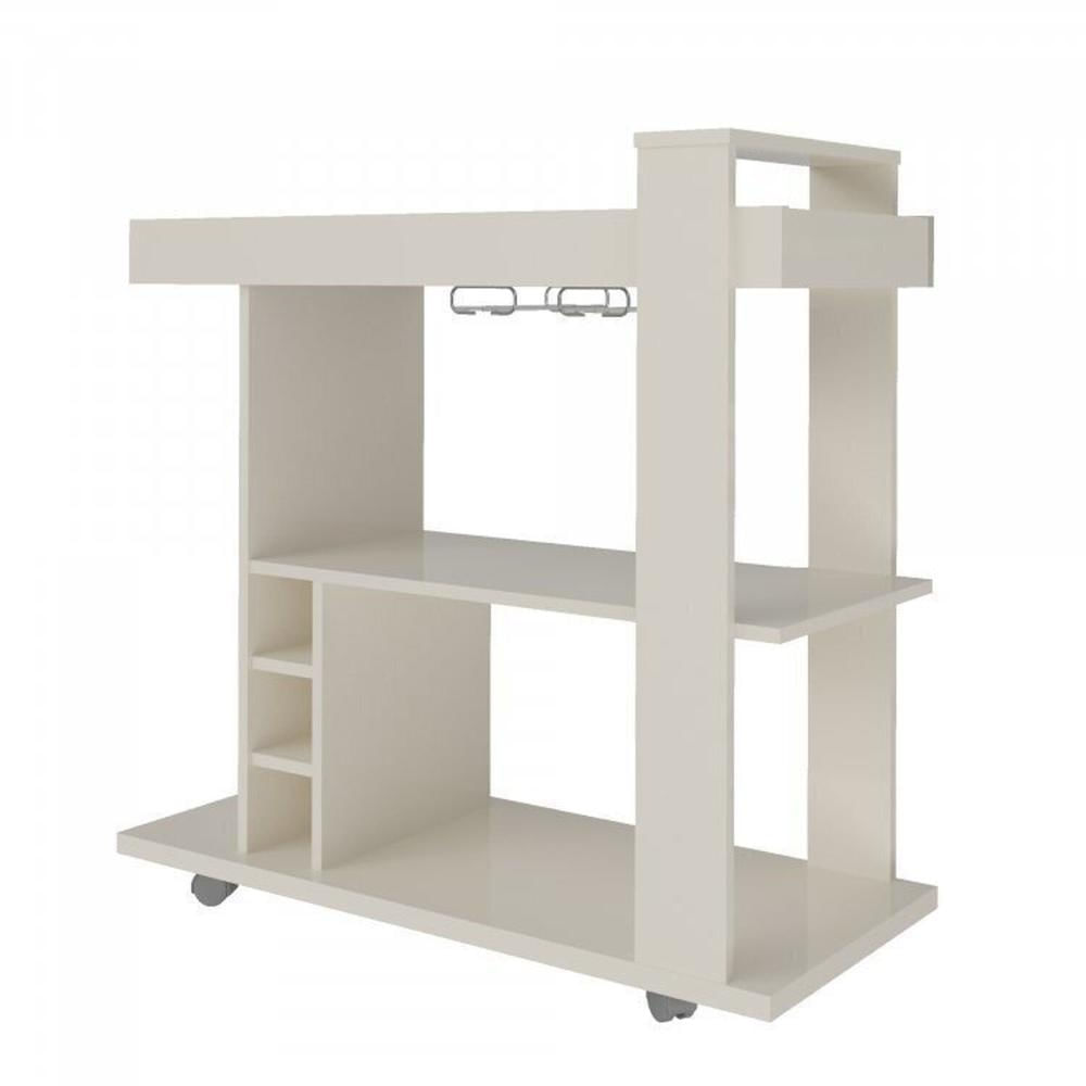 Kit para sala de estar Rack e Bar e Mesa de Centro Ipanema Cinamomo/Off White