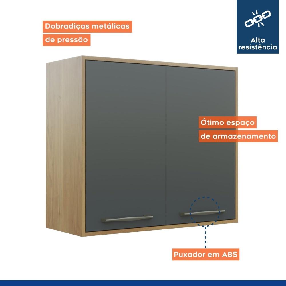 Miniatura Armário Aéreo para Cozinha 2 Portas 80cm Austria Valdemóveis Cinamomo/Grafite