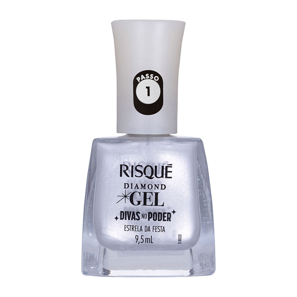 Miniatura Esmalte Risqué Diamond Gel Divas No Poder Metálico Cor Estrela da Festa 9,5ml