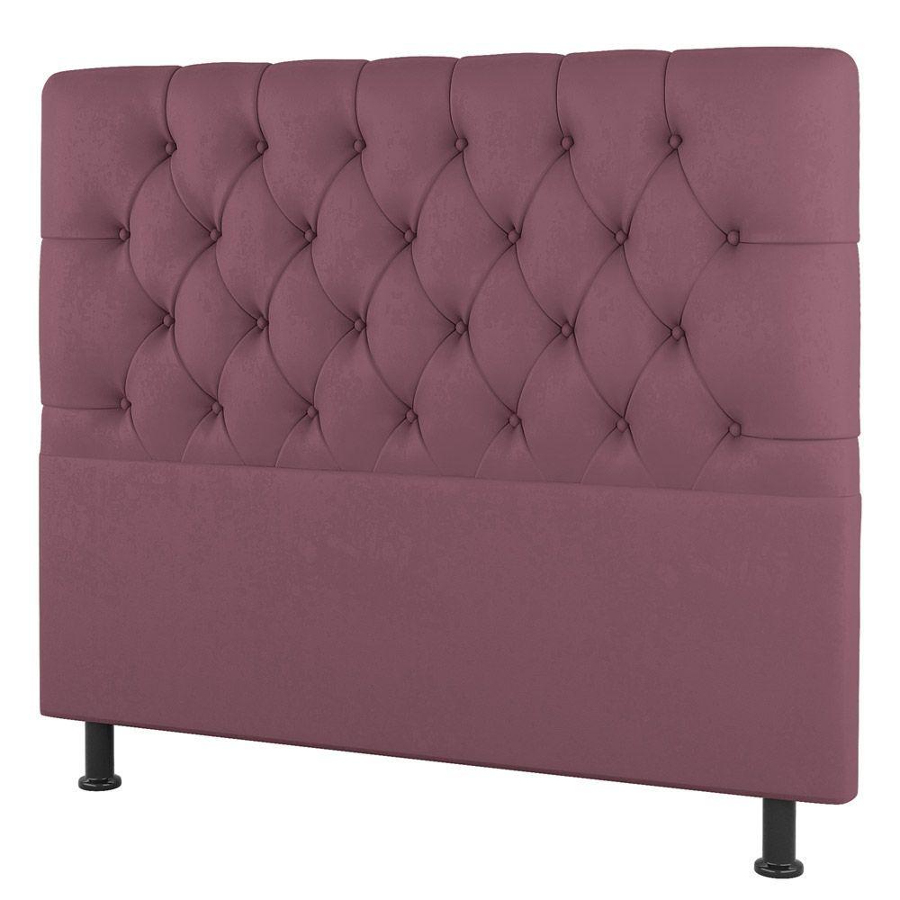 Miniatura Cabeceira Cama Box Casal King Size Nice 195cm Suede Rosê - Desk Design