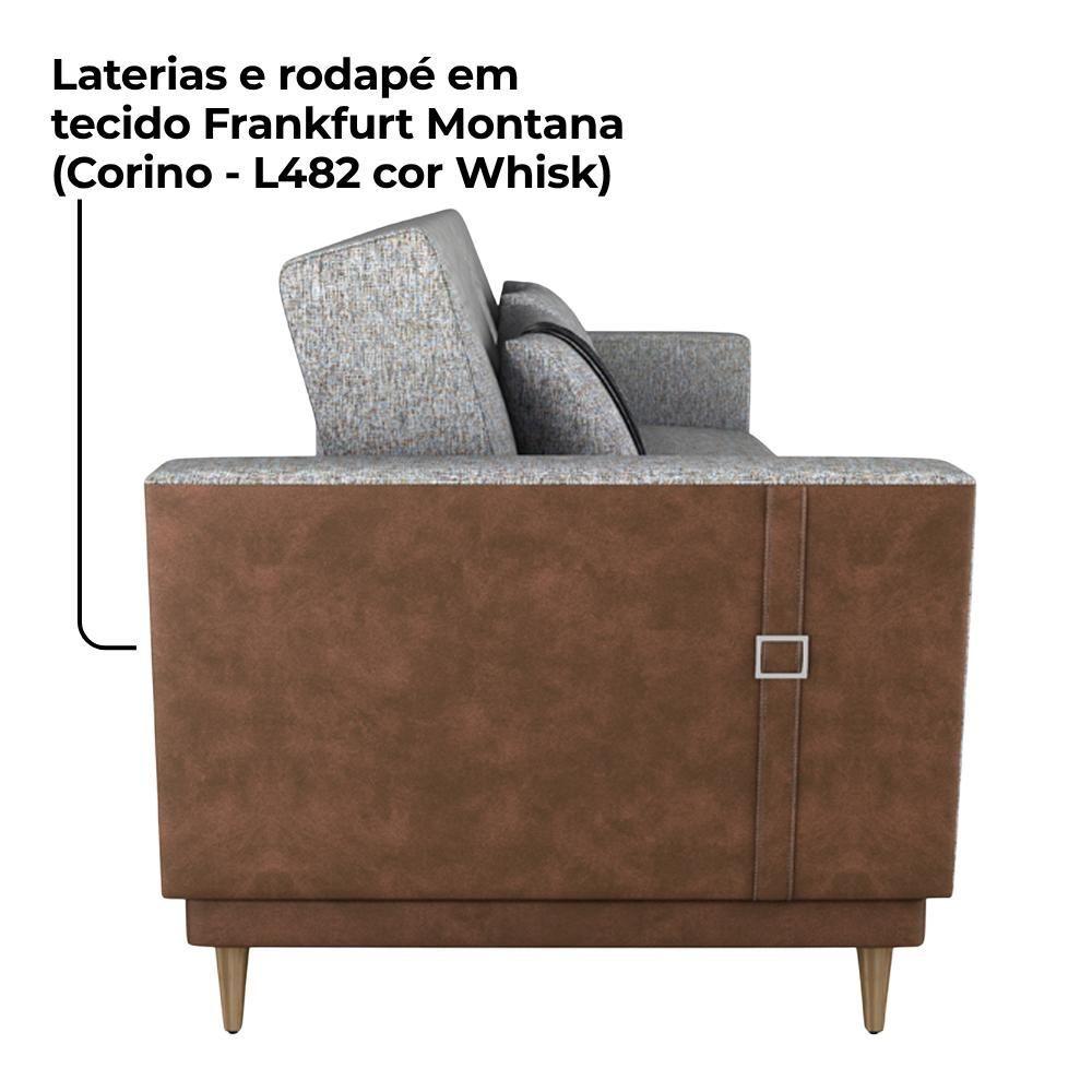 Sofa Cama 2 Lugares 203 Cm Linho Plano Milenum Corino Whisk Milani Store Palha