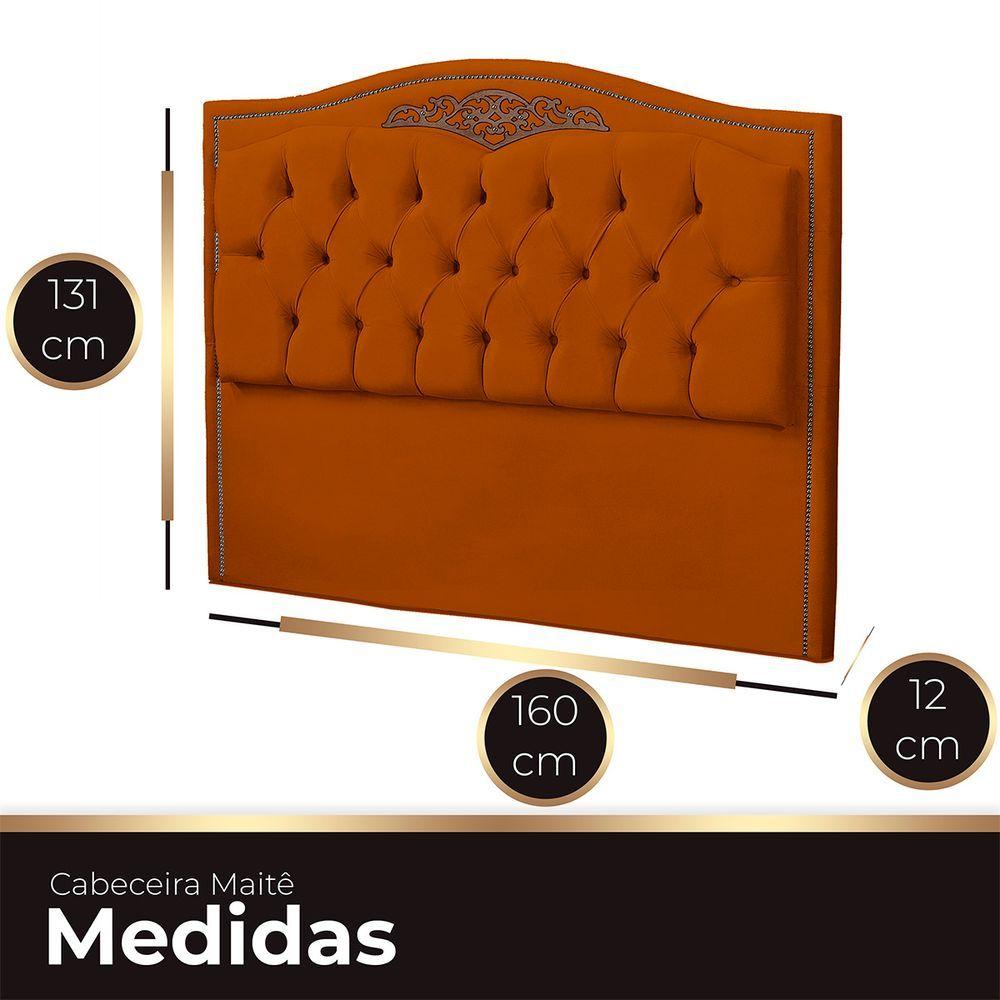 Miniatura Cabeceira Casal Queen Size Estofada Para Cama Box Maitê Veludo Cor Terracota