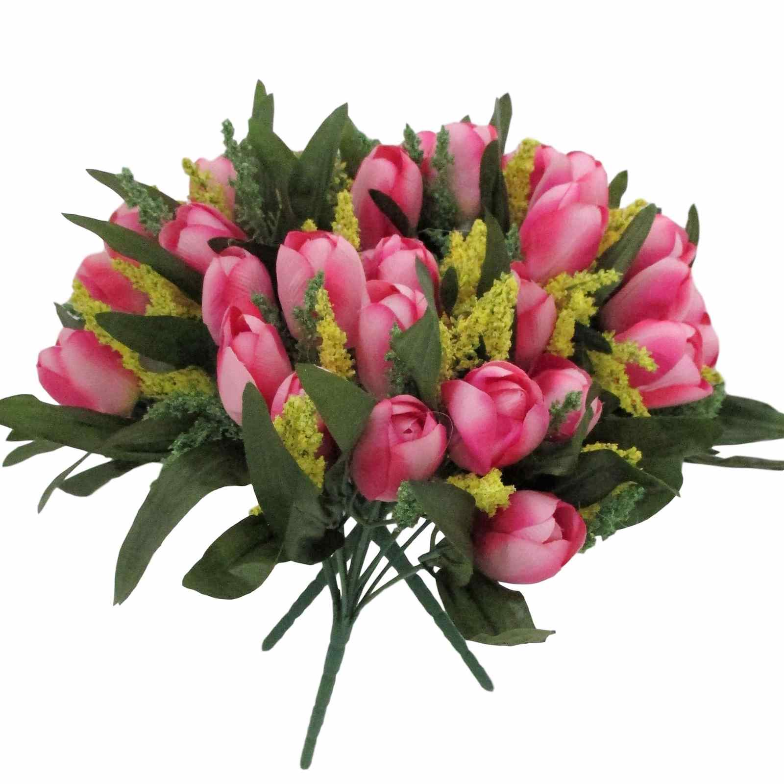 Miniatura Kit Flores Artificiais 3 Buques de Tulipas Rosa