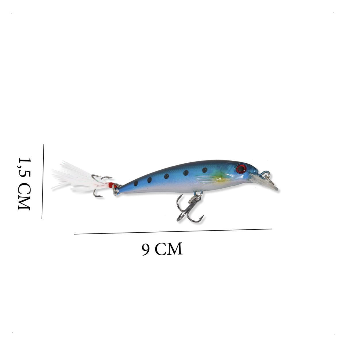 Miniatura Kit Com 10 Isca Artificial Pesca Tucunaré Dourado Robalo