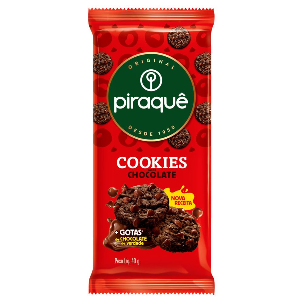 Cookies Piraquê Chocolate com Gotas de Chocolate 40g