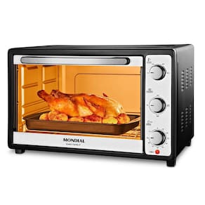 Miniatura Forno Elétrico Mondial Grand Family II FR-52 com Multifunções, Controle de Temperatura e Timer de 90 Minutos Preto/Inox 1800W - 52 Litros 110V