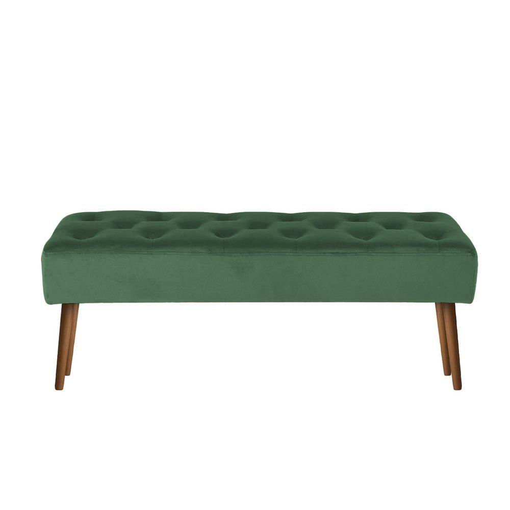 Miniatura Banco Estofado Rubi 1,60m Veludo Verde - Clique Decorações