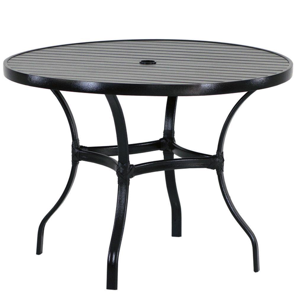 Miniatura Mesa Roma Tampo Ripado 1,00m Alumínio Varanda Edícula Piscin Preto