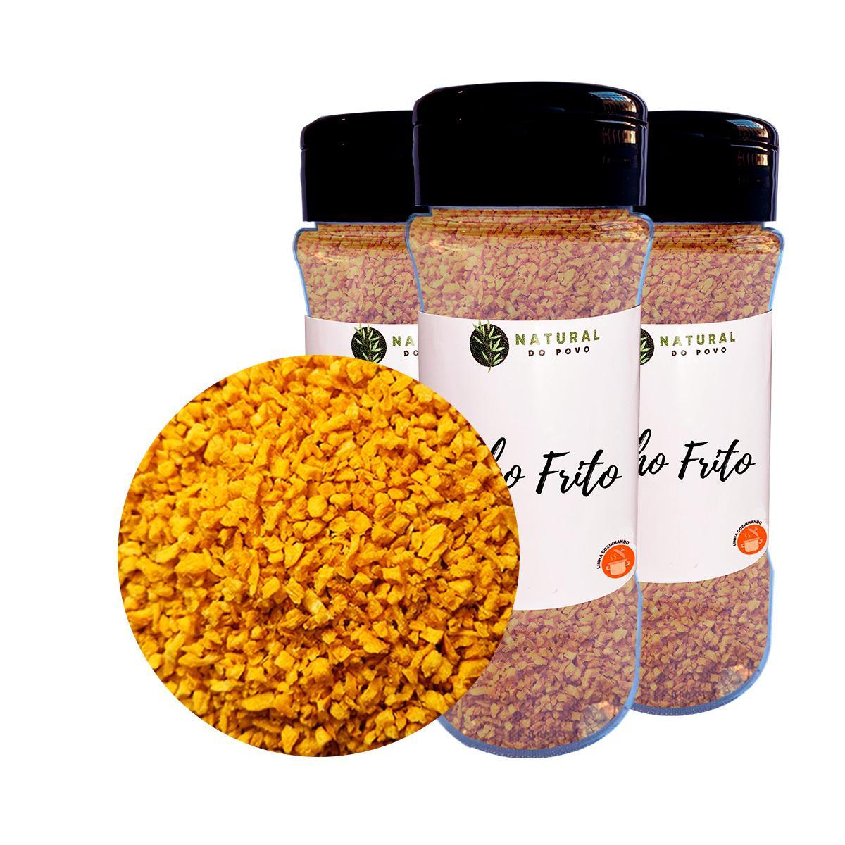 Miniatura Tempero Alho Frito 100% Natural Kit 3 Pote Com Dosador 50G