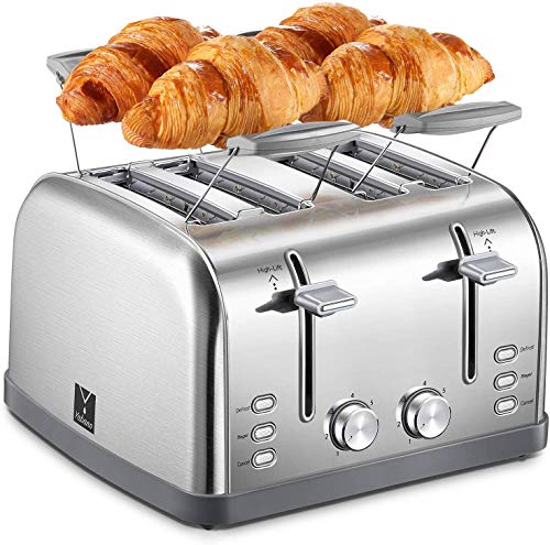 Miniatura Torradeira Elétrica Yabano 4 Fatias Bandeja Removível Aço Inoxidável Prata 110V