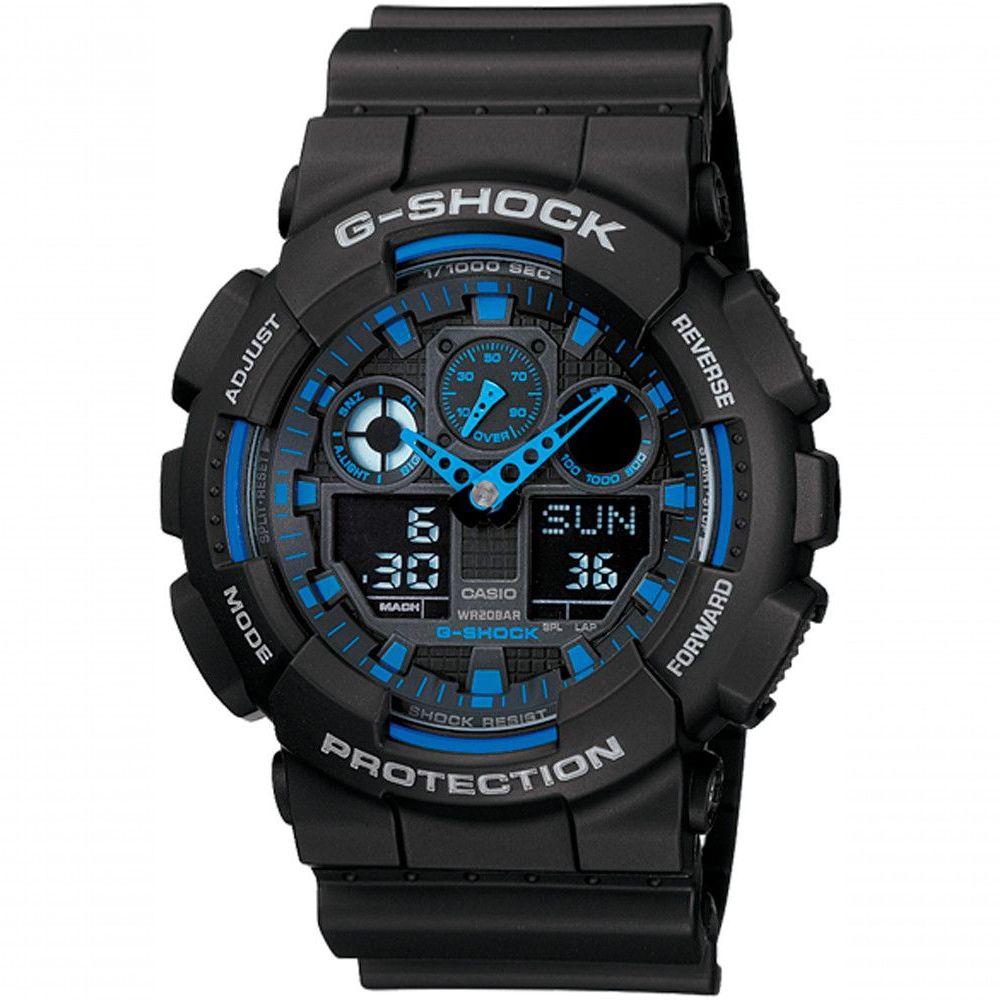 Miniatura Relógio Casio G-shock Ga-100-1a2dr *three Eye Preto E Azul