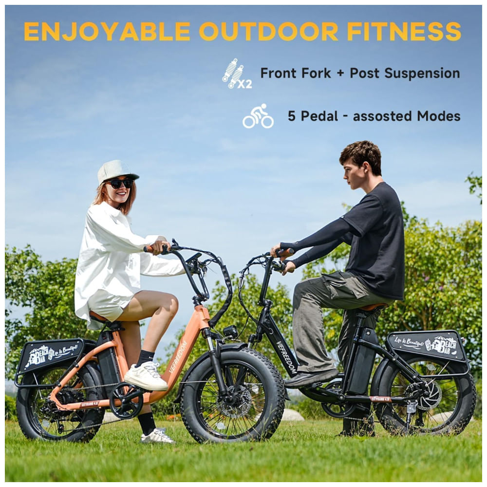 Miniatura Bicicleta Elétrica EUY para Adultos com Motor de Pico de 1500W, Bateria Removível de 48V 20Ah, Ebike Rápida, Máx. 112Km, 48km/h, Pneu Gordo de 20x4.0,