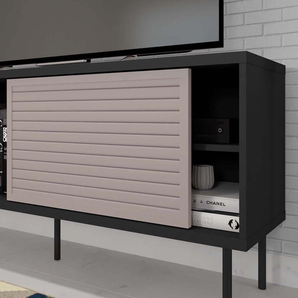 Rack para TV até 55 Polegadas Industrial 136cm em BP Porta Pier Wood Prime Caemmun Preto Tx/Cacao