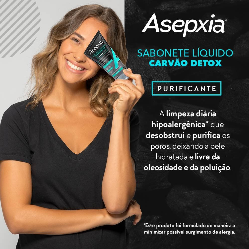 Miniatura Sabonete Líquido Facial Asepxia Carvão Detox 150ml
