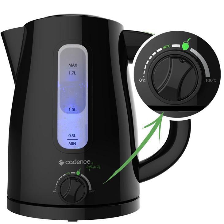 Miniatura Chaleira Elétrica Cadence Infusion, 1,7 Litros, Preta 110 Volts