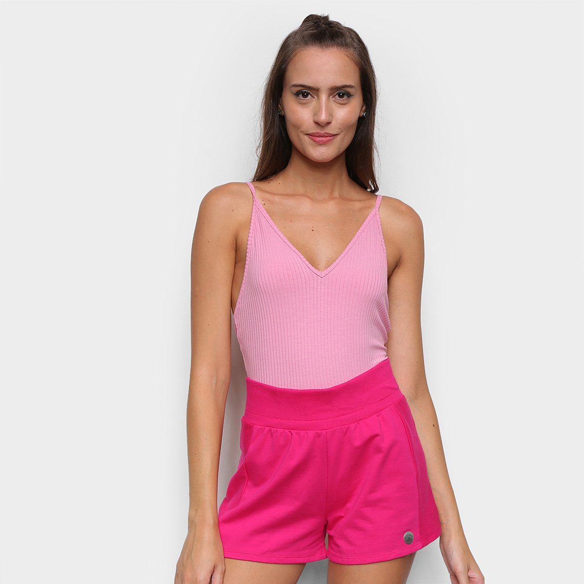 Miniatura Body Colcci Cavado Canelado Liso Rosa - G