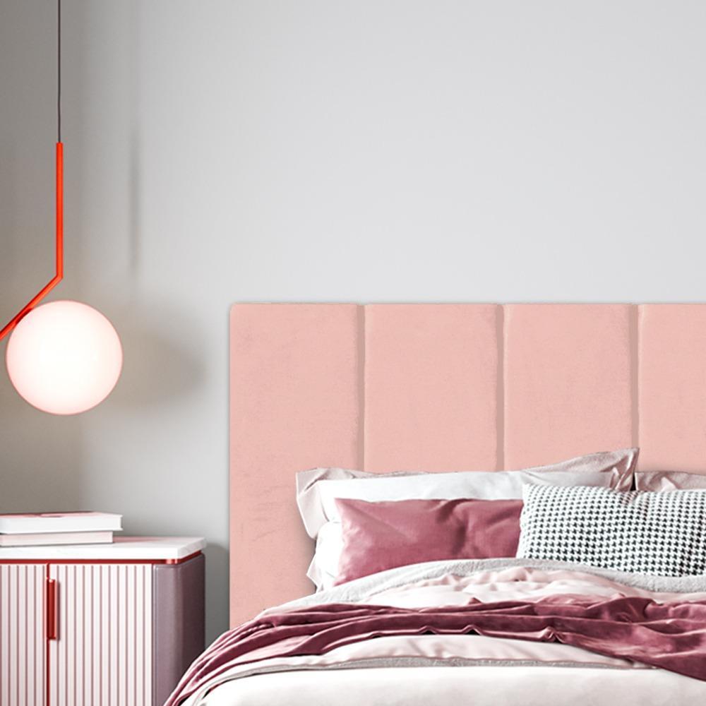 Miniatura Cama Box/Quenn Estofada Casal 1,60 X 0,60Cm Cabeceira Rosa