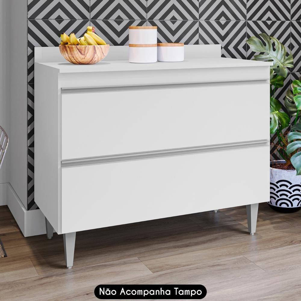 Miniatura Balcão De Cozinha Para Pia 100cm Sem Tampo Julia M24 Branco - Mpozenato