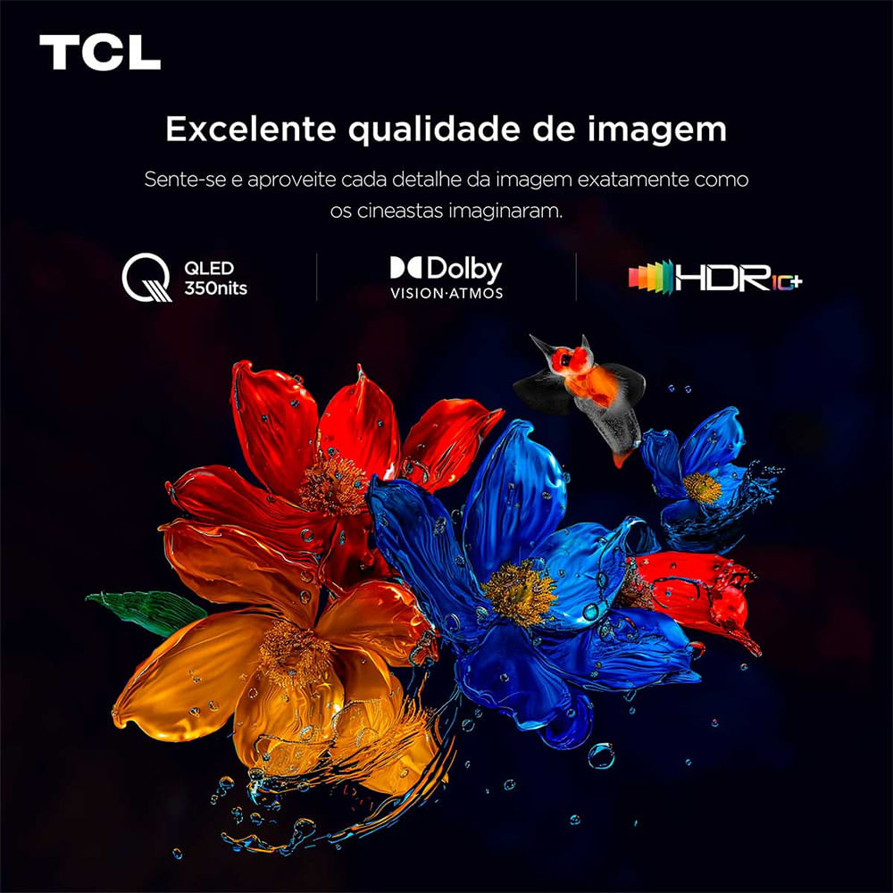 Miniatura Smart TV TCL 65 Polegadas 65P7K 4K UHD QLED Google Tv Preto - Bivolt