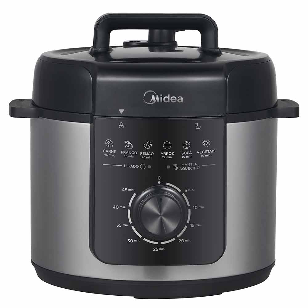 Miniatura Panela de Pressão Elétrica Midea 4 Litros Preto e Inox - PPM4 110