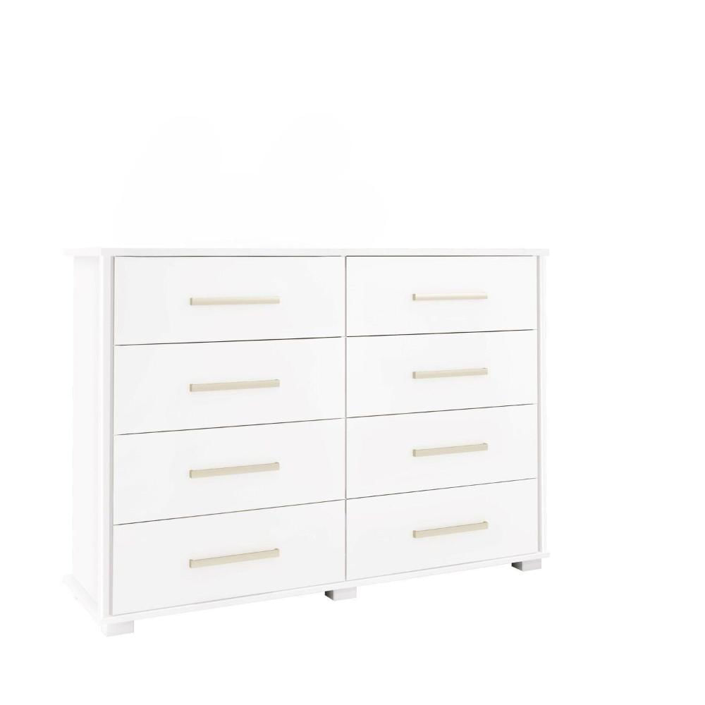 Miniatura Cômoda para Quarto 8 Gavetas 127,5cm Lis Branco
