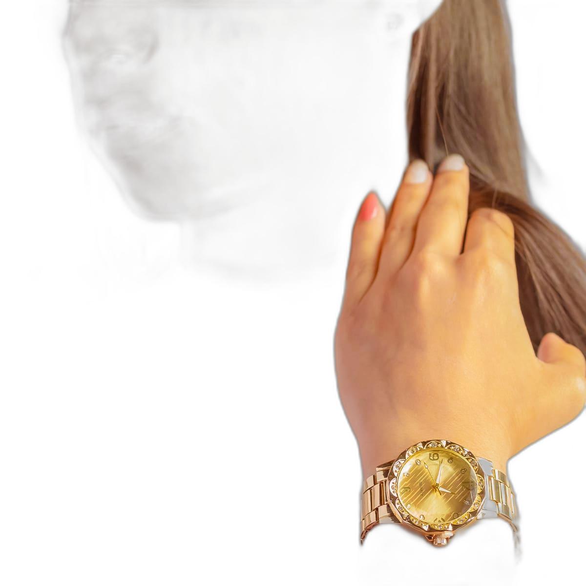 Miniatura Relógio Feminino Dourado Quartz Para Jovens