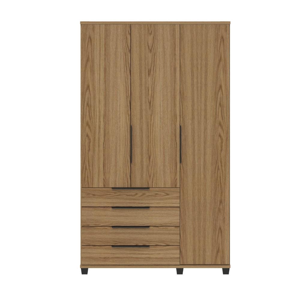 Miniatura Guarda-roupa Solteiro 3 Portas 4 Gavetas 100% Mdf Allen 136,9 Cm Freijó