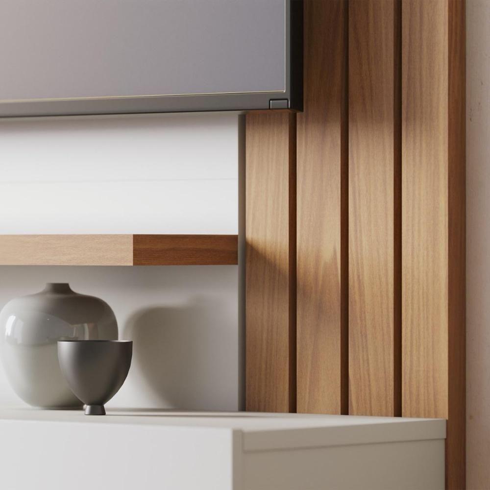 Painel Home Suspenso 2 Portas Tv's 65" Juriti - Freijó Off White Matte