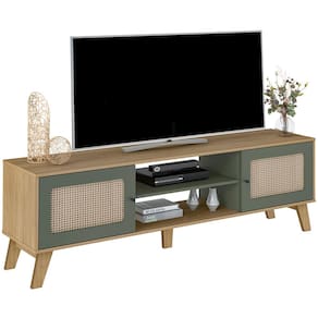 Miniatura Rack Artely Charlotte com 180 cm de Largura, Ideal para TV de até 75” Carvalho/Menta