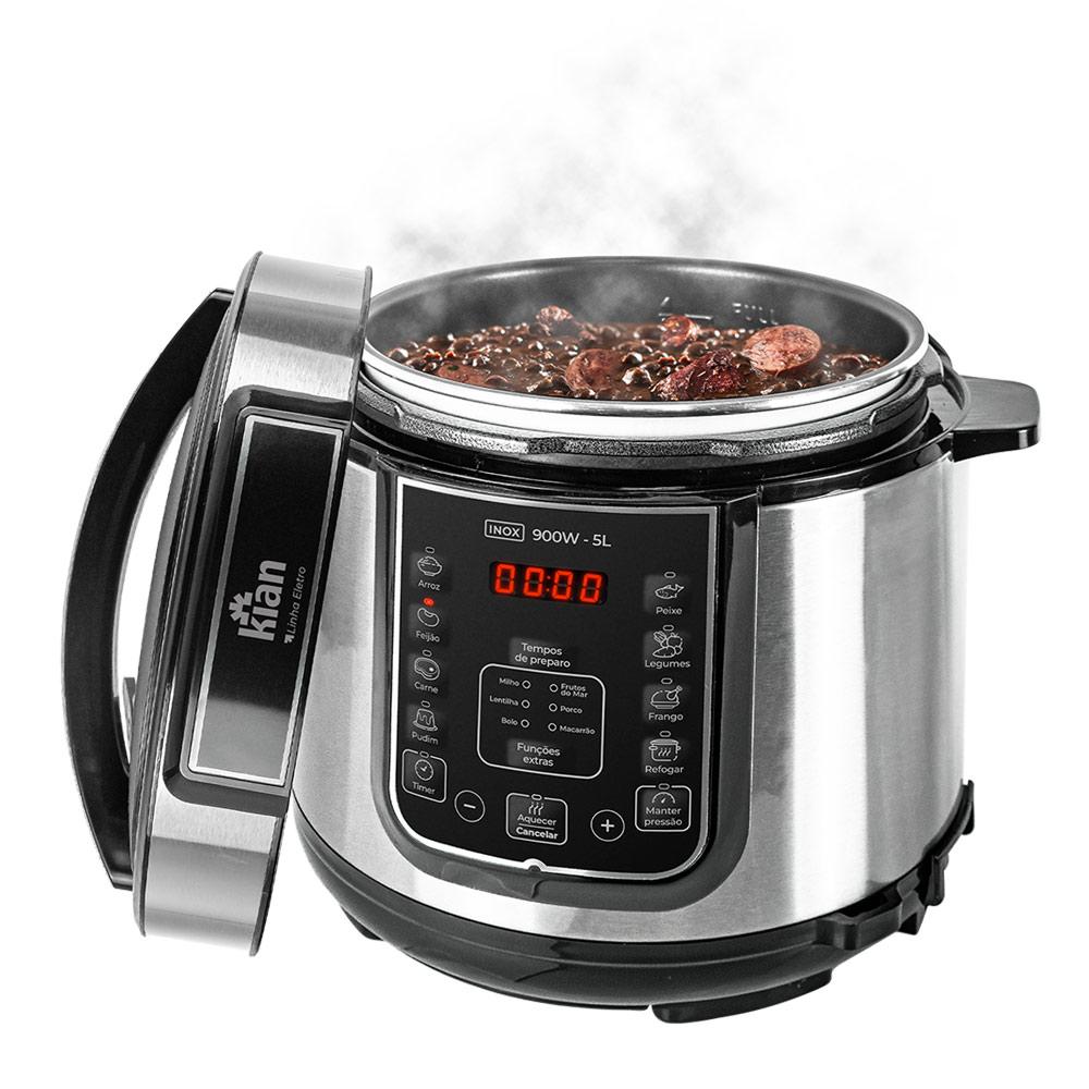 Panela de Pressão Elétrica 5L Kian PPE-101 Preta com Prata 127V Preto - 127V