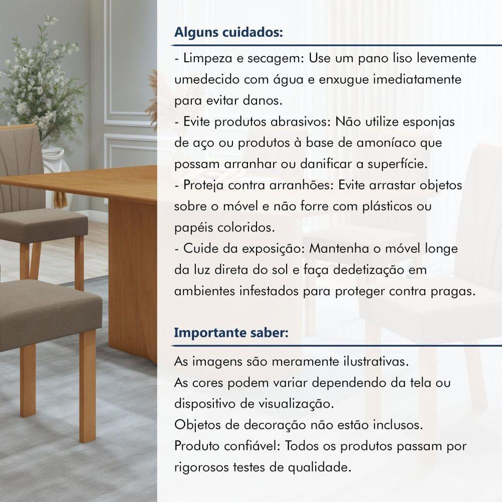 Conjunto Luar 170 Tampo no Glass com 6 Cadeiras Apogeu Amêndoa Clean/Bege