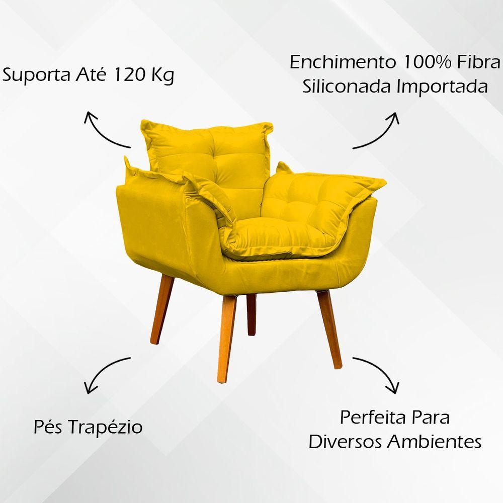 Miniatura Poltrona Decorativa Alice Pé Trapézio 30cm Castanho - Amarelo Suede