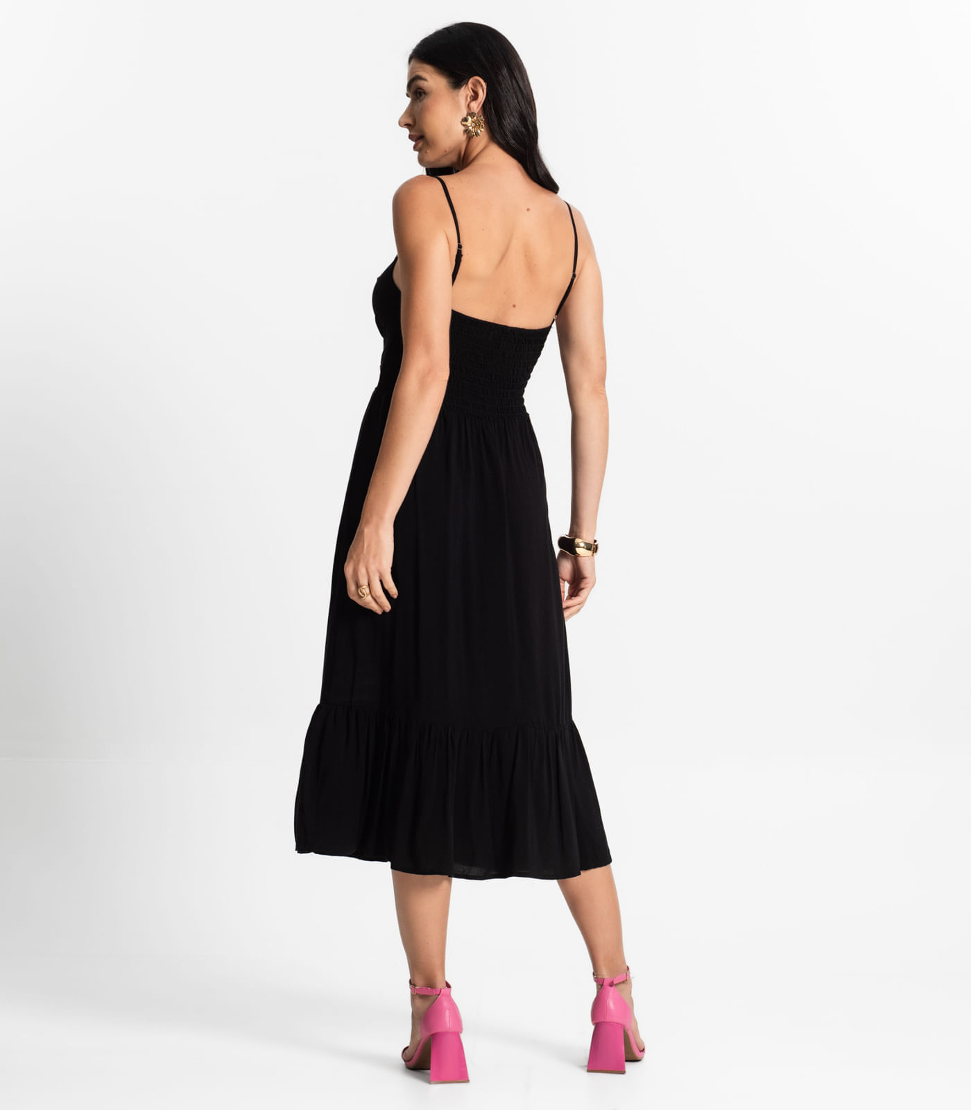 Miniatura Vestido Longo Feminino Alcinha Com Nó Style Box Preto G
