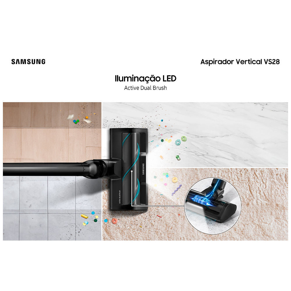Aspirador de Pó Samsung Vertical sem fio Bespoke Jet com AI Cleaning e Clean Station 110