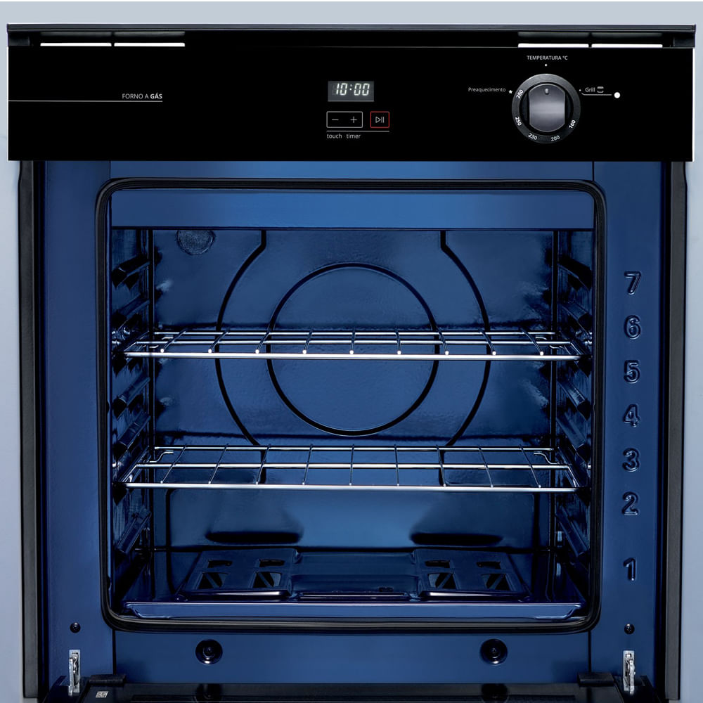 Miniatura Forno de embutir a gás Brastemp 78 litros Preto com grill e timer touch 220V