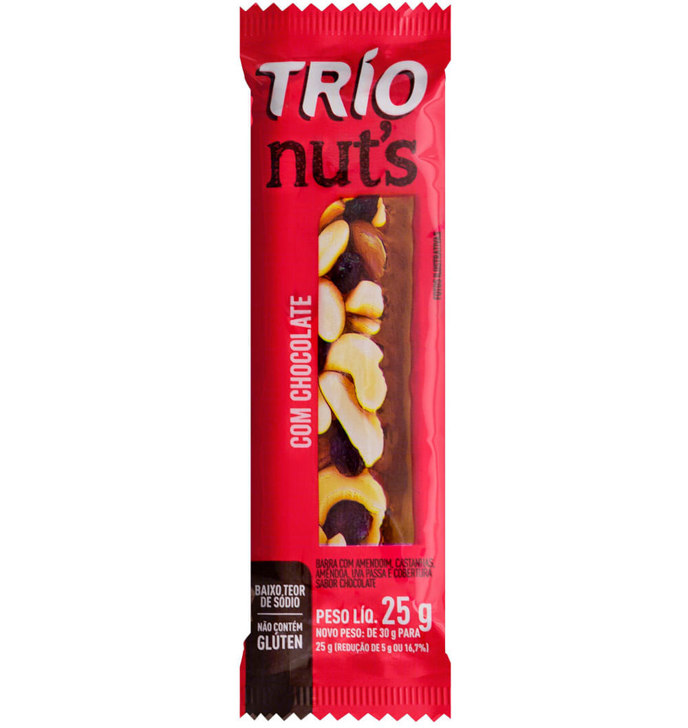Miniatura Barra de Cereal Trio Nuts com Chocolate 25g