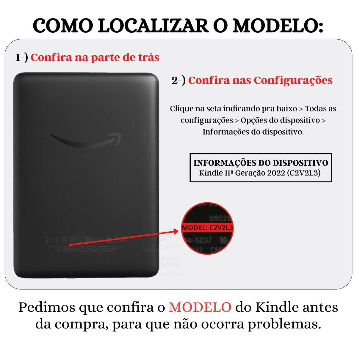 Miniatura Capinha Couro Sintético Com Alça Para Kindle Básico 11º 2022