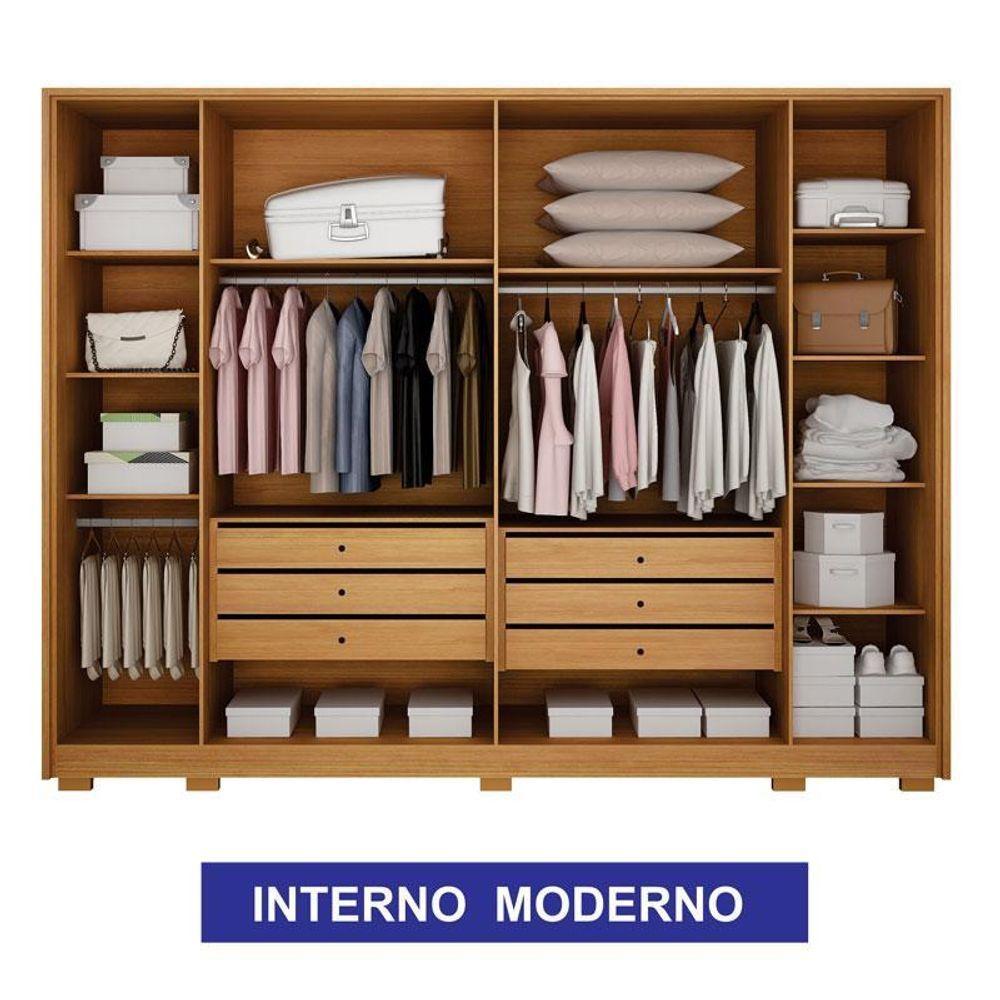 Miniatura Guarda Roupa Casal Ares 6 Portas Cinamomo Off-white Com Cômoda San Marino 8 Gavetas Cinamomo Off-white - Leifer