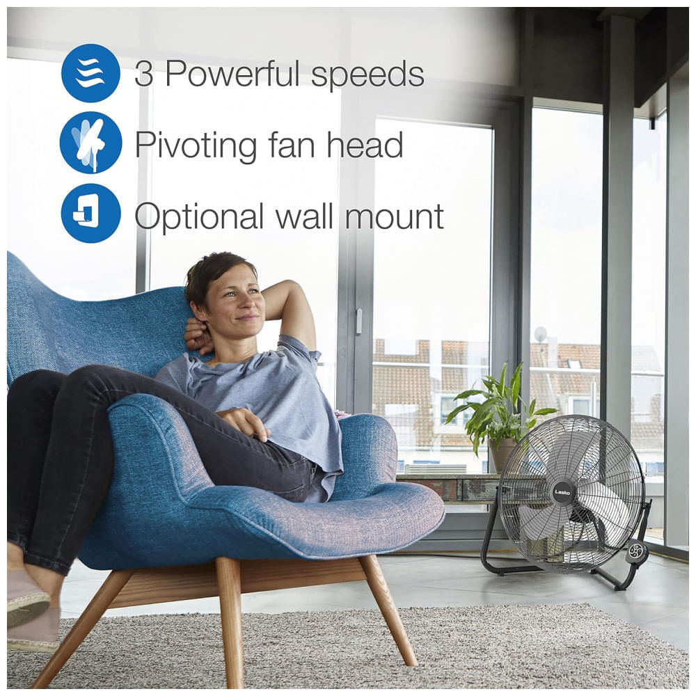 Miniatura Ventilador de Piso com QuickMount para Uso no Chão ou na Parede, 3 Velocidades e Controle Remoto, 110V, Lasko H20660, ...