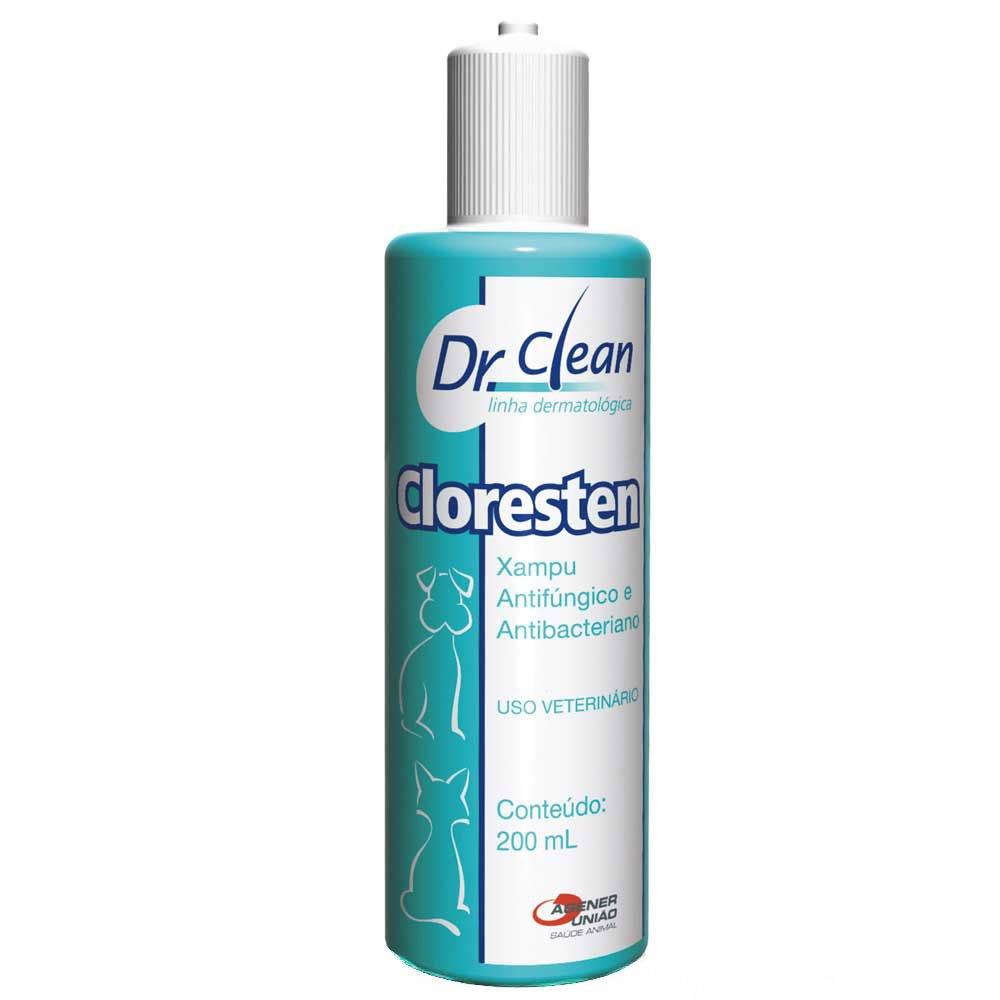 Miniatura Shampoo Agener União Dr. Clean Cloresten Antifúngico e Antibacteriano para Cães e Gatos - 200 mL