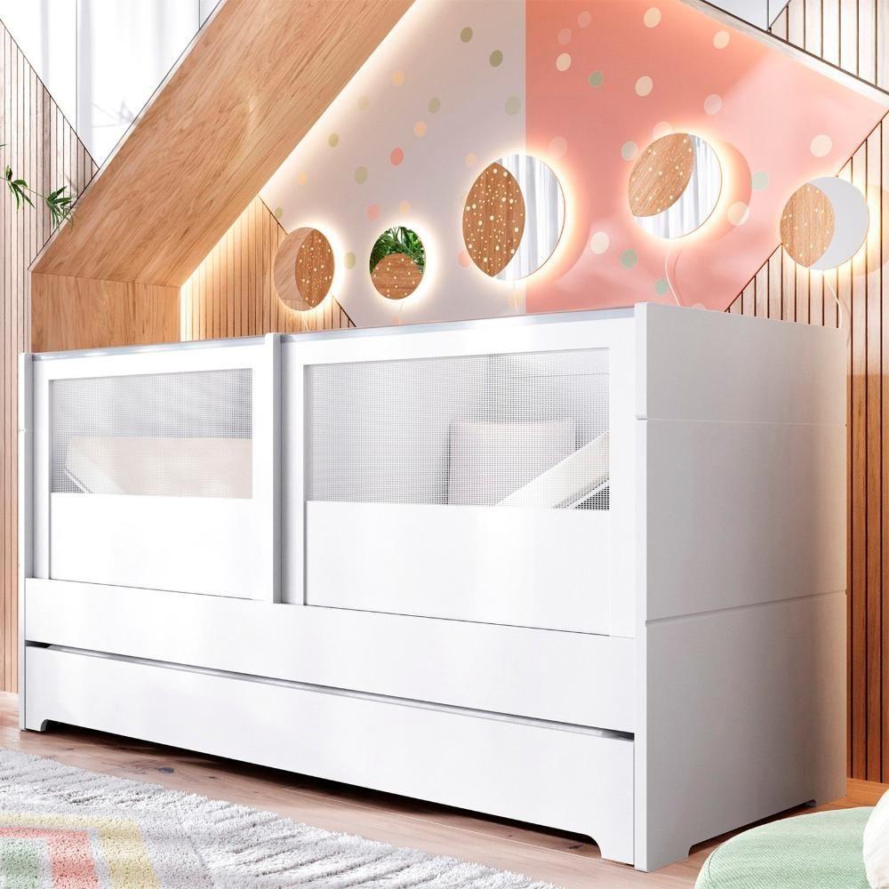 Berço Duplo Para Gêmeos Coleção Sol E Mar Divicar Branco