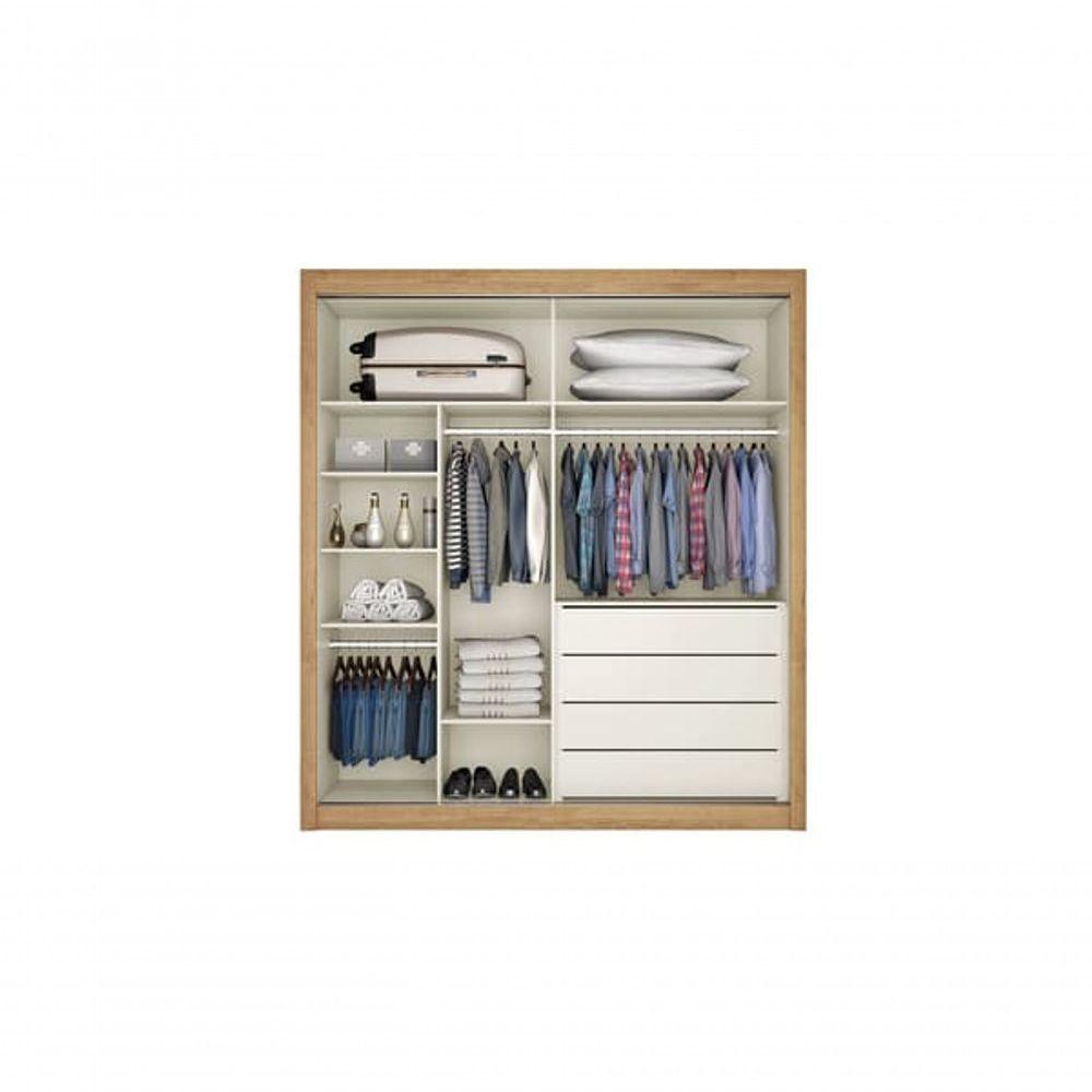 Miniatura Guarda Roupa Solteiro 2 Portas 4 Gavetas - Zurique-amêndoa - Móveis Europa