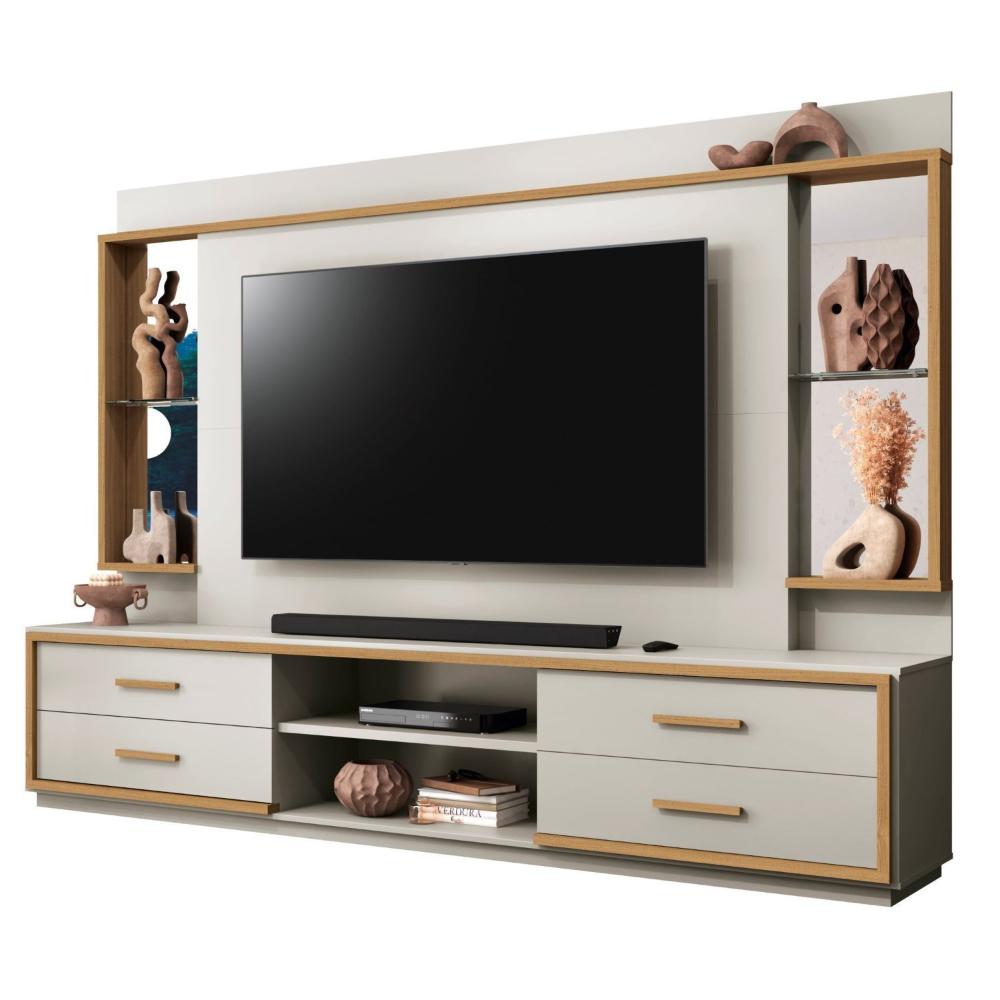 Miniatura Estante Home para TV até 75 Polegadas com Espelho 4 Gavetas Leni 37969 EDN Móveis Fendi/Freijó Nobre