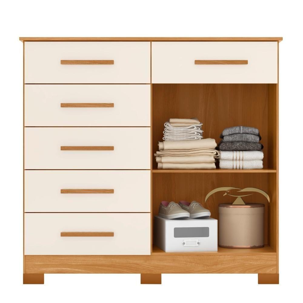 Conjunto Guarda Roupa E Cômoda Pucon Carvalho Grife Off White