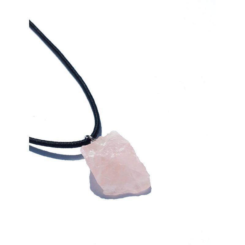 Colar De Quartzo Rosa Natural Bruto - Pedra Dor Amor